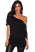 Sexy Black Half Sleeves Ruched Tunic Top